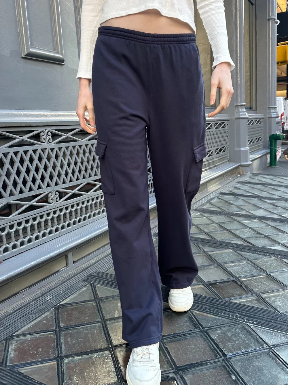 Brandy Melville Navy Anastasia Cargo Fleece Sweatpants